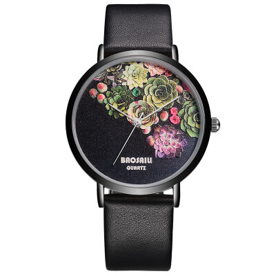 

BAOSAILI Floral Clocks Charm Ladies Girls Dress Wristwatches Flower Pattern Case Red Sexy Women Watch