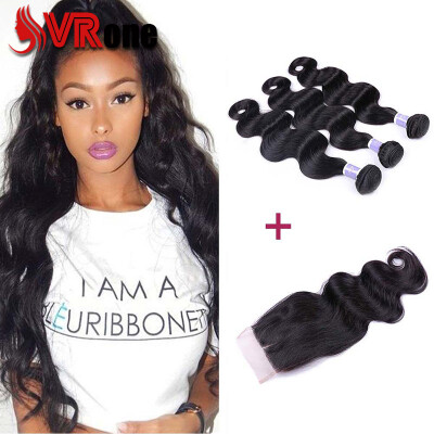 

Peruvian Virgin Hair Body Wave 3 Bundles with Closure Remy Human Hair Lace Closure with Puruvian Hair Bundles Extensions