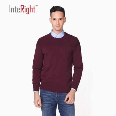 

INTERIGHT cotton net color dark jacquard round neck men&39s sweater wine red  code