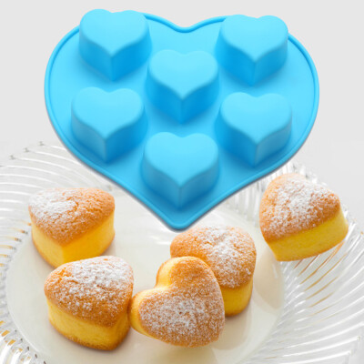 

6-Cup Heart-Shaped Silicone Muffin / Cupcake Baking Pan ,Heat Resistant (Up to 480°F) Mini Cake Baking Mold / Tray