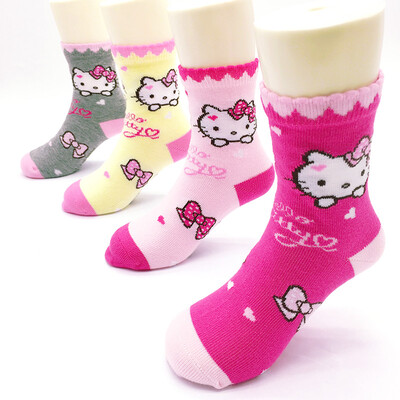 

Hello Kitty HELLOKITTY children socks girls in the tube socks students jacquard socks KTW3009 4 double mixed suit 14-16cm