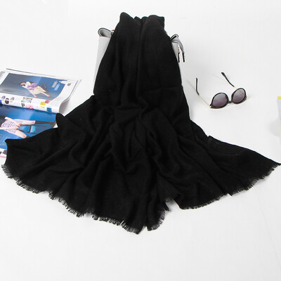 

Lan Shiyu W0711 autumn&winter warm solid color casual increase ladies wool scarf black