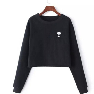 

ET Aliens Printing Hoodies Sweatshirts harajuku Crew neck Sweats Women Clothing Feminina Loose Short Fleece Jumper Sweats Warm