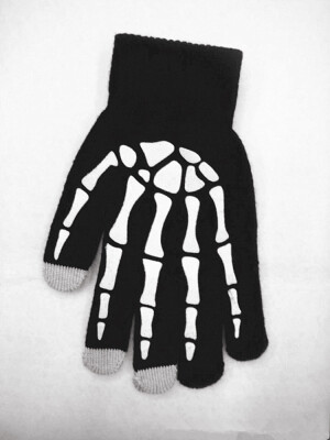 

New Fashion Halloween Knitted Wool Print Skeleton Claw Touch Screen Gloves