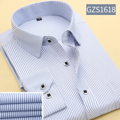 

Business Gentleman Men Long Sleeve Shirt Spring Autumn Silm Fit Solid Color Stitching