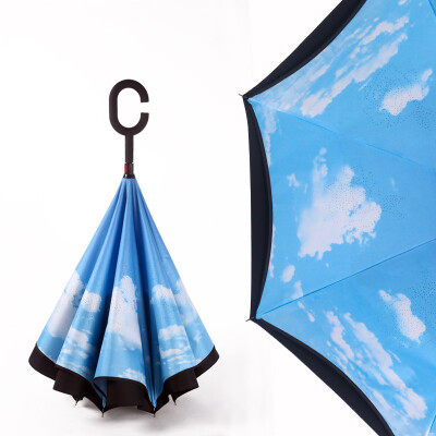 

opposite direction umbrella double-deck long umbrella men and women sun umbrella originality windbreak car Hands-free stand agains