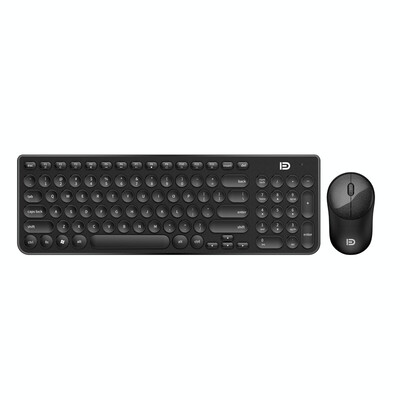 

Fude ik6630 wireless mute keyboard&mouse set personality round chocolate keyboard feel comfortable games office home notebook desktop computer black