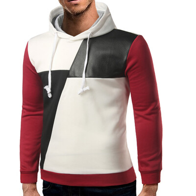 

Brand 2017 Hoodie Hit Color Leather Casual Hoodies Men Fashion Tracksuit Male Sweatshirt Off White Hoody Mens Purpose Tour XXL