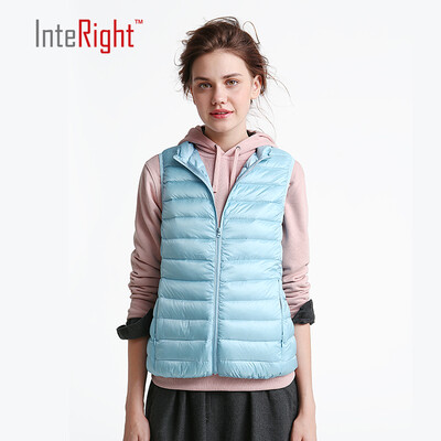 

INTERIGHT 90 white duck down lady collar ultra-light portable down velvet sky blue XL code