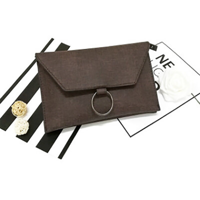 

2017 new Korean version of the metal ring double envelopes package ladies mobile phone purse hand holding shoulder Messenger bag