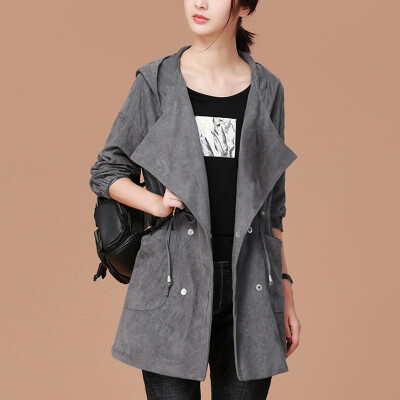 

City plus CITYPLUS 2017 winter new style women&39s clothing wild loose hooded jacket in the long section of the waist windbreaker CWWT179563 mercury gray