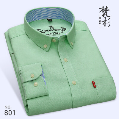 

Business Casual Oxford Textile Men Long Sleeve Shirt Spring Autumn Solid Color Silm Fit