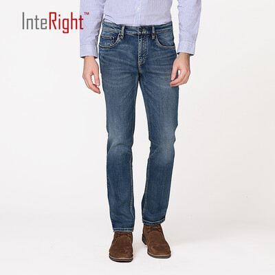 

INTERIGHT jeans mens classic European five-bag fit slim jeans in blue 32 17580A