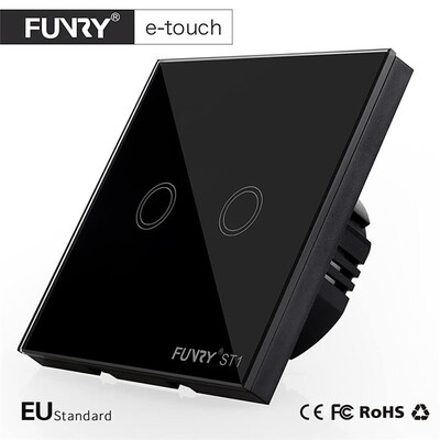 

FUNRY ST1 EU Standard 1Gang Smart Remote Control / Сенсорный радио Выключатель света Кратковременное кнопочный Luxury закаленное стекло 433MHzFUNRY