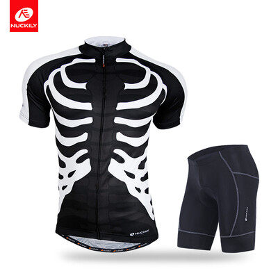 

NUCKILY Men's summer road bike jersey with silicone gripper on hem and custom design short suit
