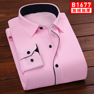 

Business Youth Men Long Sleeve Shirt Winter Silm Fit Keep Warm Solid Color
