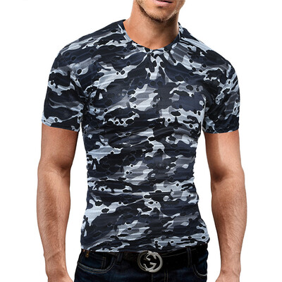 

Male 2017 Brand Short Sleeve Camouflage Hole T Shirt V-Neck Slim Men T-Shirt Tops Fashion Mens Tee Shirt T Shirts 2XL
