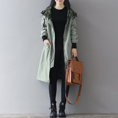 

City plus CITYPLUS 2017 autumn&winter new women&39s fashion in the long coat coat camouflage casual windbreaker CWWT179373 army green