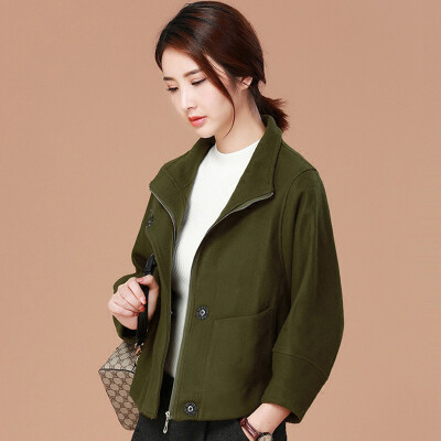

City plus CIYPLUS 2017 winter new women&39s casual wild short jacket loose woolen jacket CWWT179169 military green