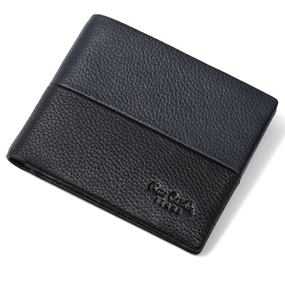 

Pierca card pierre cardin mens short wallet first layer leather stitching contrast color wallet Europe&the United States fashion money ticket holder J7A509-040100A black