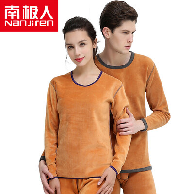 

Antarctic thermal underwear men&women cotton thickening plus cashmere thermal underwear youth middle-aged underwear suit N624D10021 10022 female black L