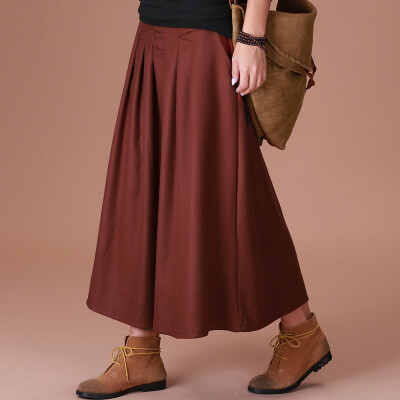 

City plus CITYPLUS 2017 autumn and winter new women's art high waist A word pleated long skirt wild hair half skirt CWQZ179259 flower gray M