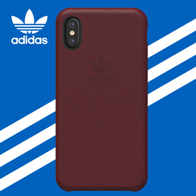 

adidas (adidas) iPhoneX phone shell high-end leather luxury texture Apple 10 male non-slip shatter-resistant female PU hard shell protective sleeve jujube