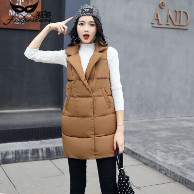 

2017 new autumn and winter feather cotton vest women Korean fashion was thin long sleeveless cotton-padded jacket