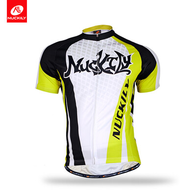 

NUCKILY Mens summer short sleeve bike clothing breathable polyester cycling jersey