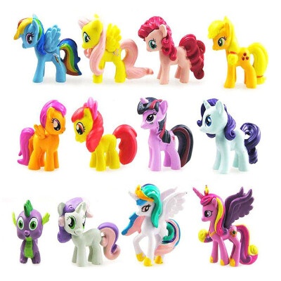 

12 pcs/set 3-5cm cute pvc horse action toy figures toy doll Earth ponies Unicorn Pegasus Alicorn Bat ponies Figure Dolls