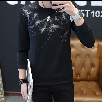 

2017 autumn new men's young round neck casual long-sleeved T-shirt sweater bottoming shirt