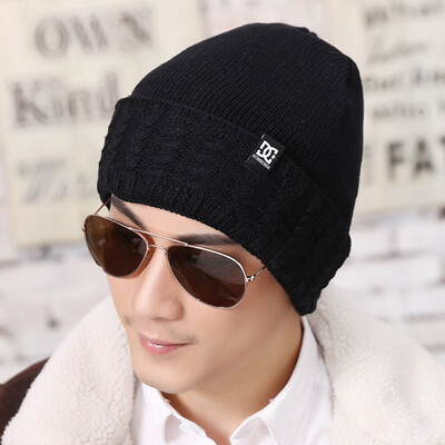 

Autumn and winter new knit hat warm men 's wool hat ear cap cap plus thickening