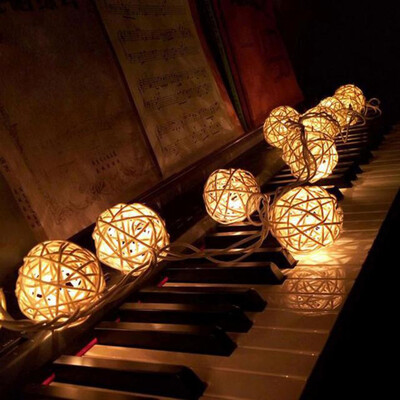 

10 -20 LED Color Rattan Ball String Fairy Lights For Xmas Wedding Party Hot Ruledesign (Multicolor,White,Yellow