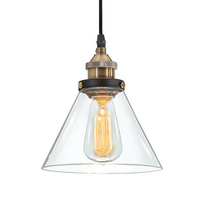 

BOKT Pendant Lights Hanging Glass Ceiling Mounted Chandelier Fixture Vintage Industrial Edison Glass Ceiling Lighting Funnel Shade
