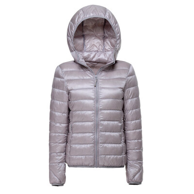 

2017 new winter women's ultra-thin down jacket short jacket coat hood size Slim