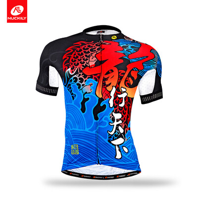 

NUCKILY Mens Summer bike jersey traditional Chinese element dragon style cool max cycling jersey top