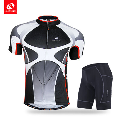 

NUCKILY Men's summer bike clothing set quick-drying cycling jersey with lycra short