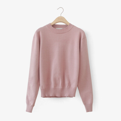 

2017 autumn and winter base of pure color round sets of round neck sweater long sleeve sweater