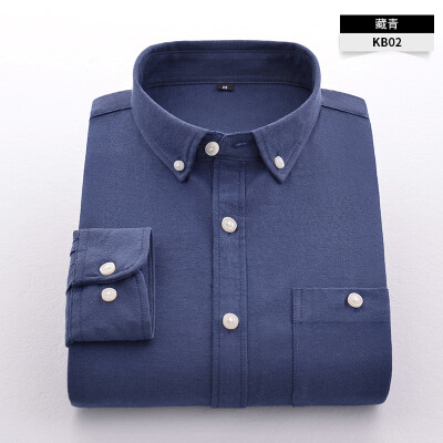 

Business Casual Men Long Sleeve Shirt Spring Autumn Silm Fit Cotton Stitching Solid Color Oxford Textile