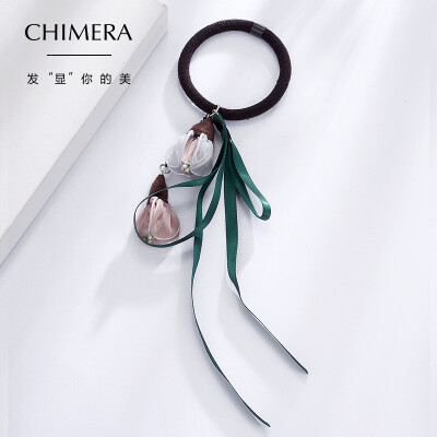 

CHIMERA hair accessories hair accessories daffodils cloth flowers chiffon tassel hair ring hair rope pink green