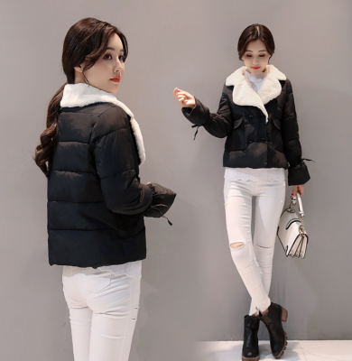 

2017 Winter new women lapel short section lamb wool coat thickened bread cotton jacket jacket