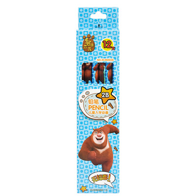 

Sanmu SUNWOOD bear infested cartoon 2B exam card pencil blue hexagonal rod 12 sticks XCM0028 student stationery