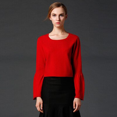

Marc Rebecca Slim Bundled Simple Sweater Trim Sweater Sweater 75009D Red L