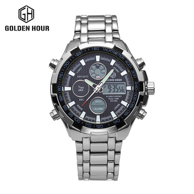 

2017 Hot Sell Top Luxury Brand Analog Digital Watches Men Led Full Steel Male Clock Men Military Wristwatch Quartz Sports Watch