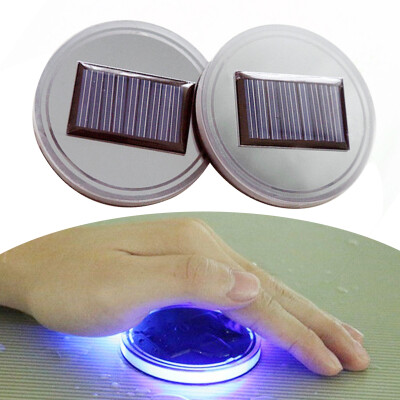 

2pcs Solar Cup Holder Bottom Pad LED Light Cover Trim Atmosphere Lamp For All car 220149