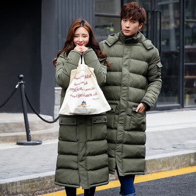 

Autumn and winter new men 's long section of the couple models cotton men' s clothing down jacket as gift for men