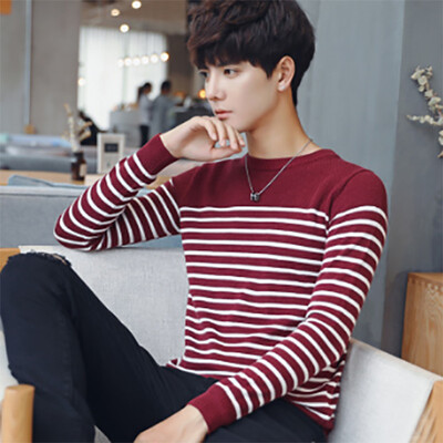 

Spring and autumn thin men's sweater Korean Slim long-sleeved sweater fashion casual men's striped sweater