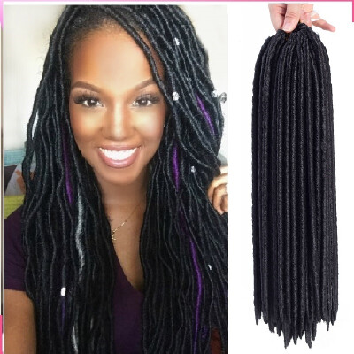 

6Pack/lot Faux Locs Braid Hair Synthetic Hair Extensions Kanekalon Crochet Braids Hair Faux Locs 24strands/pack Pure Color