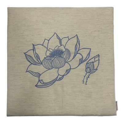 

Nobildonna Embroidery Linen Blue Lotus Pattern 43433cm Square Meditation Floor Cushions Tatami Chair Pads
