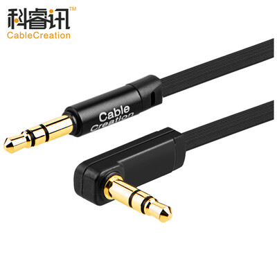 

CABLE CREATION CC0413 AUX Car Audio Cable Male to Male Elbow Flat Line 3 Meter 35mm Stereo Car Mobile Phone Flat Headphone Cable Black